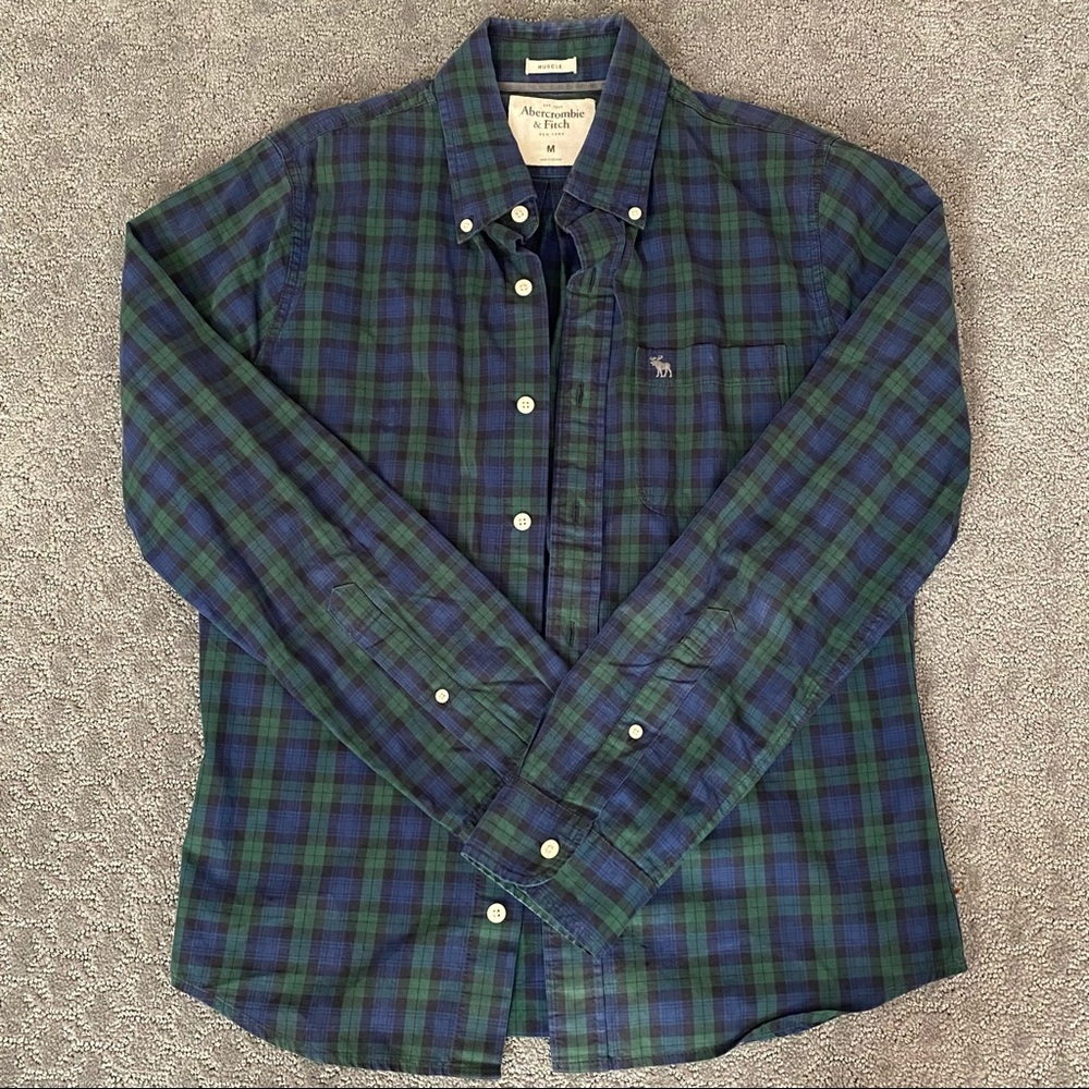 Abercrombie & Fitch Men’s Blue/Green Plaid Shirt
